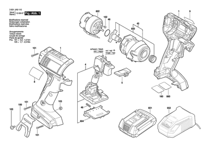 Section 1 Diagram and Parts List for 06019A9113  Bosch Wrench
