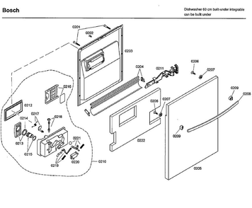 Door Diagram and Parts List for SHX33A02UC 38 Bosch Dishwasher