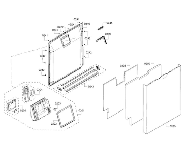 Door Section Diagram and Parts List for SHS5AV56UC 22 Bosch Dishwasher