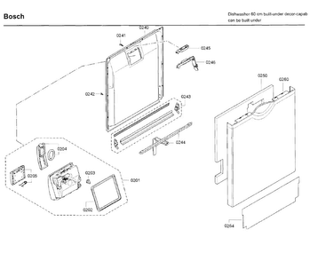 Door Diagram and Parts List for SGE68U55UC C9 Bosch Dishwasher
