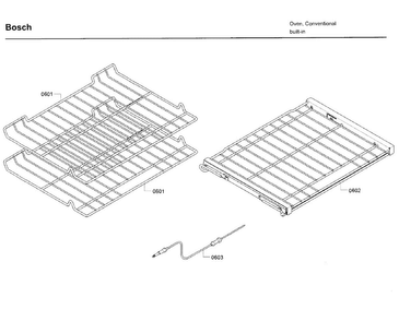 Rack Diagram and Parts List for HBN8451UC 02 Bosch Wall Oven