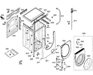 Cabinet Diagram and Parts List for WFMC5801UC 15 Bosch Washer