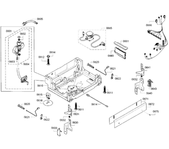 Base Section Diagram and Parts List for SGE53U52UC 98 Bosch Dishwasher