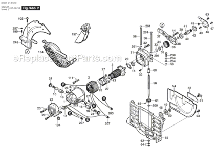 Page A Diagram and Parts List for 4100-09 3601L13010 Bosch Table Saw