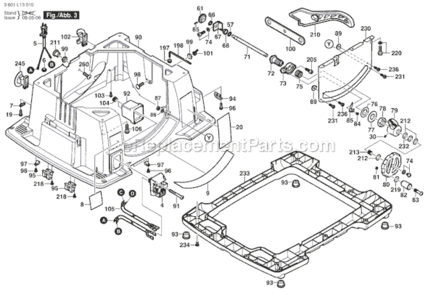 Page C Diagram and Parts List for 4100-09 3601L13010 Bosch Table Saw