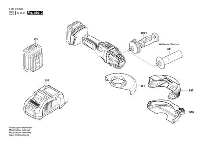 Diagram 2 Diagram and Parts List for GWX18V-15PSC 3 601 JH6 G02 Bosch Angle Grinder