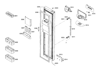 Door 1 Diagram and Parts List for B22CS50SNB 03 Bosch Refrigerator