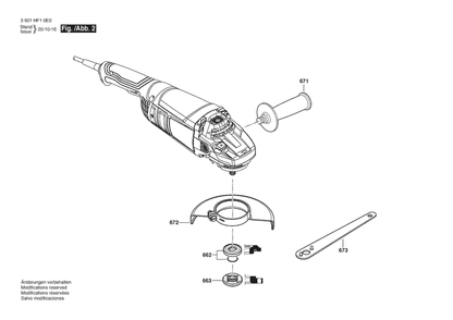 Section 2 Diagram and Parts List for GWS28-180 3601HF50G1 Bosch Angle Grinder