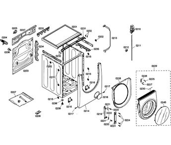 Cabinet Assy Diagram and Parts List for WFMC5301UC 07 Bosch Washer
