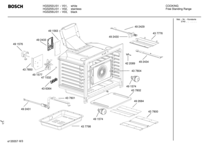 03 - OVEN CAVITY Diagram and Parts List for HGS255U  Bosch Range