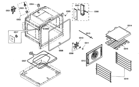 Cabinet Parts Diagram and Parts List for M271ES01  Thermador Wall Oven
