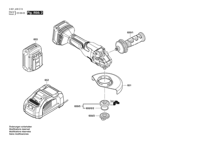 Figure 10 Diagram and Parts List for 3601JH6C13 GWS18V-13PN Bosch Angle Grinder