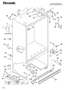 Cabinet Parts Diagram and Parts List for KBULT3661A02  Thermador Refrigerator