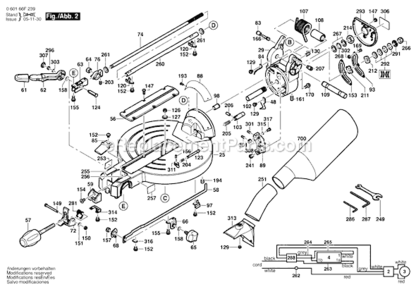 Page B Diagram and Parts List for 4212L  Bosch Miter Saw