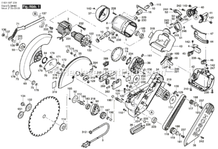 Page A Diagram and Parts List for 4212L  Bosch Miter Saw