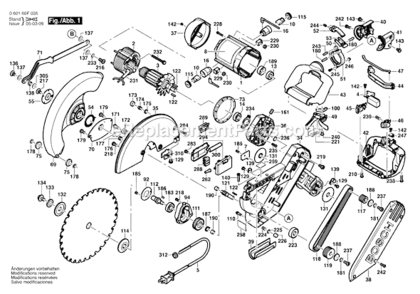 Page A Diagram and Parts List for 4212 060166F035 Bosch Miter Saw