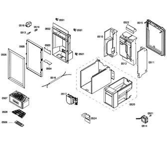 Dispenser Diagram and Parts List for T18ID80NRP 38 Thermador Freezer