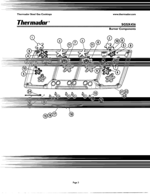02 - BURNER COMPONENTS Diagram and Parts List for SGSX456ZB  Bosch Range