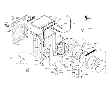 Cabinet/door Diagram and Parts List for WFMC2201UC 02 Bosch Washer