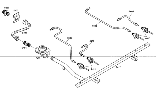 Gas Supply Diagram and Parts List for PRD304EHC 02 Thermador Range