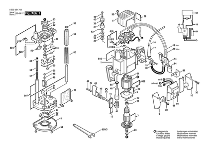 Section 1 Diagram and Parts List for POF800ACE 0603291745 Bosch Router