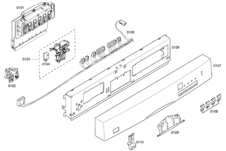 Control Panel Diagram and Parts List for SHE44C05UC 40 Bosch Dishwasher