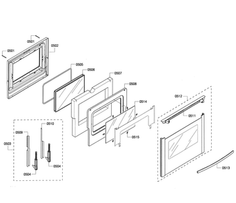 Door Assy Diagram and Parts List for HES7282U 05 Bosch Range