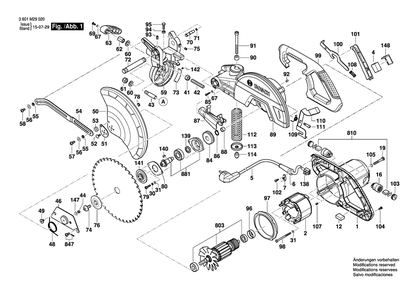 Diagram 1 Diagram and Parts List for GCM10MX 3 601 M29 020 Bosch Miter Saw