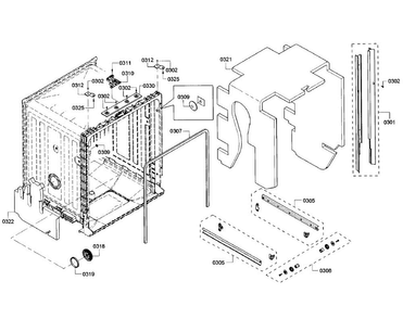 Cabinet Diagram and Parts List for SHX3AR76UC 21 Bosch Dishwasher