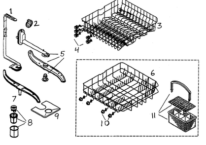 Racks Diagram and Parts List for SHU33A02UC 14 Bosch Dishwasher