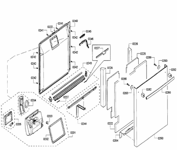 Door Diagram and Parts List for SHXN8U55UC 06 Bosch Dishwasher