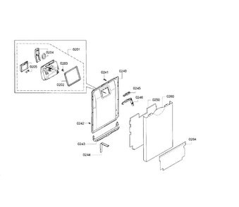 Door Section Diagram and Parts List for SPE68U55UC 32 Bosch Dishwasher