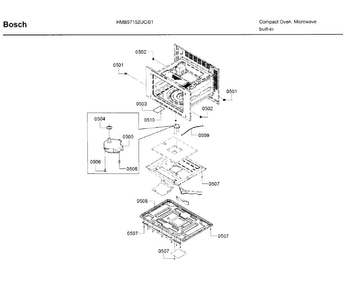 Motor Diagram and Parts List for HMB57152UC 01 Bosch Microwave