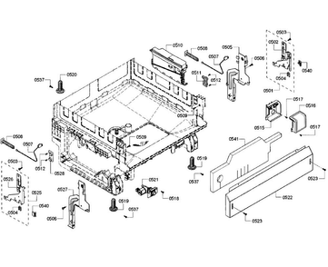 Base Section Diagram and Parts List for SHX3AR72UC 19 Bosch Dishwasher