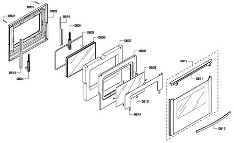 Door Assy Diagram and Parts List for HGS7282UC 06 Bosch Range