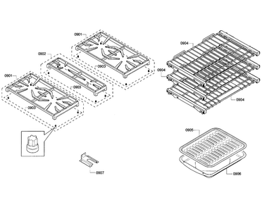 Grates/shelfs Diagram and Parts List for PRD304GHC 05 Thermador Range