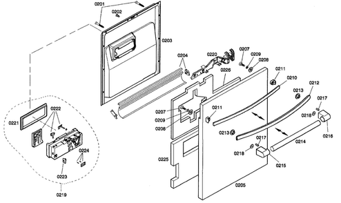 Door Assy Diagram and Parts List for SHX99A15UC 19 Bosch Dishwasher