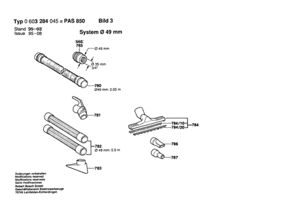 Section 3 Diagram and Parts List for PAS850 0603284045 Bosch Utility Vacuum