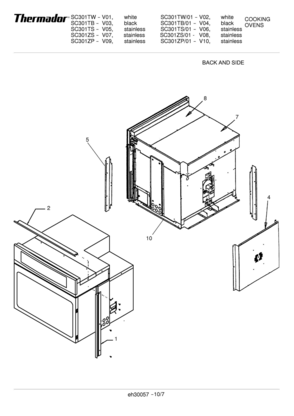 08 - BACK AND SIDE Diagram and Parts List for SC301TB  Bosch Range