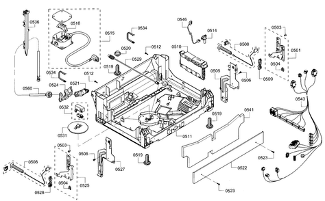 Base Diagram and Parts List for SHP53T55UC 07 Bosch Dishwasher