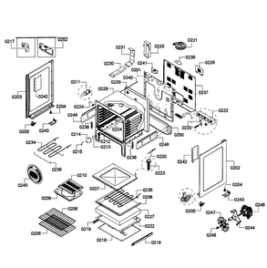 Oven Assy Diagram and Parts List for HES5053U 05 Bosch Range
