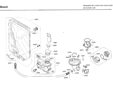 Pump Diagram and Parts List for SGE68U55UC C9 Bosch Dishwasher