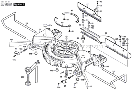 Page B Diagram and Parts List for 4405 0601475061 Bosch Miter Saw