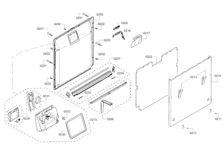 Door Diagram and Parts List for SHV53T53UC 07 Bosch Dishwasher