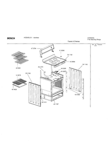 Panels And Shelves Diagram and Parts List for HES245U 01 Bosch Range