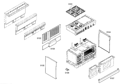 Outside Parts Diagram and Parts List for PRD484EEG01  Thermador Range