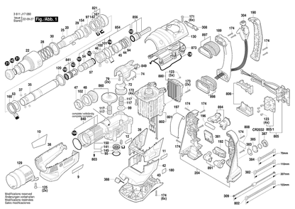 Diagram 1 Diagram and Parts List for GBH18V-40C 3 611 J17 080 Bosch Hammer Drill