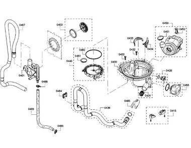 Pump Section Diagram and Parts List for SHX5AV56UC 22 Bosch Dishwasher