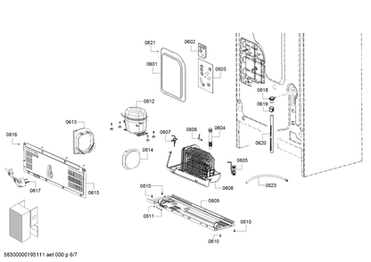Diagram 6 Diagram and Parts List for B21CL80SNS-02  Bosch Refrigerator
