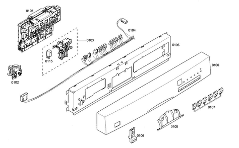 Control Panel Diagram and Parts List for SHE46C02UC 43 Bosch Dishwasher